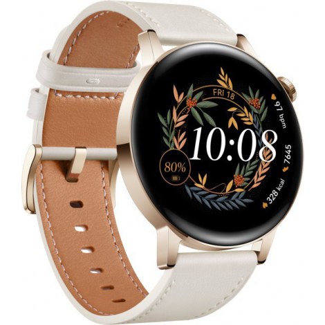 Huawei Watch GT | 3 | Smart watch | Stainless steel | 42 mm | Gold | White | Dustproof | Waterproof - 2